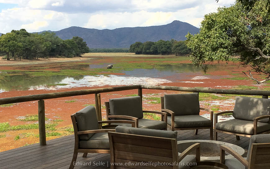 A view from the deck at chindeni on photo safari in south luangwa national park.
