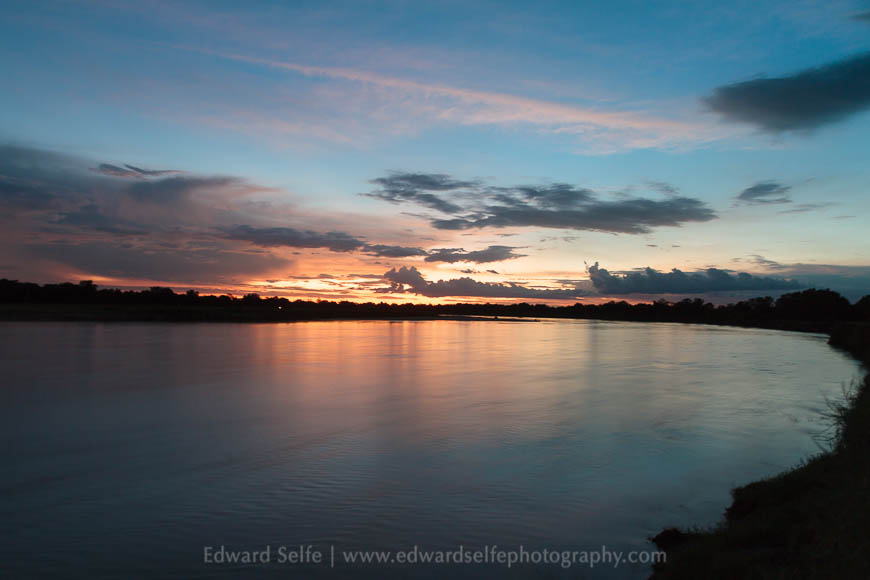 A full Luangwa River as it flows through the South Luangwa National Park