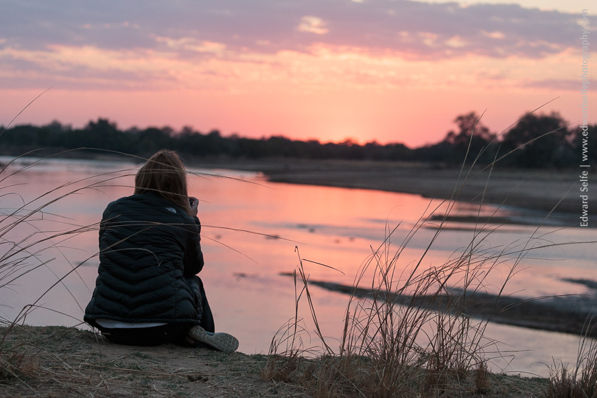 Photographing the sunset in South Luangwa National Park.