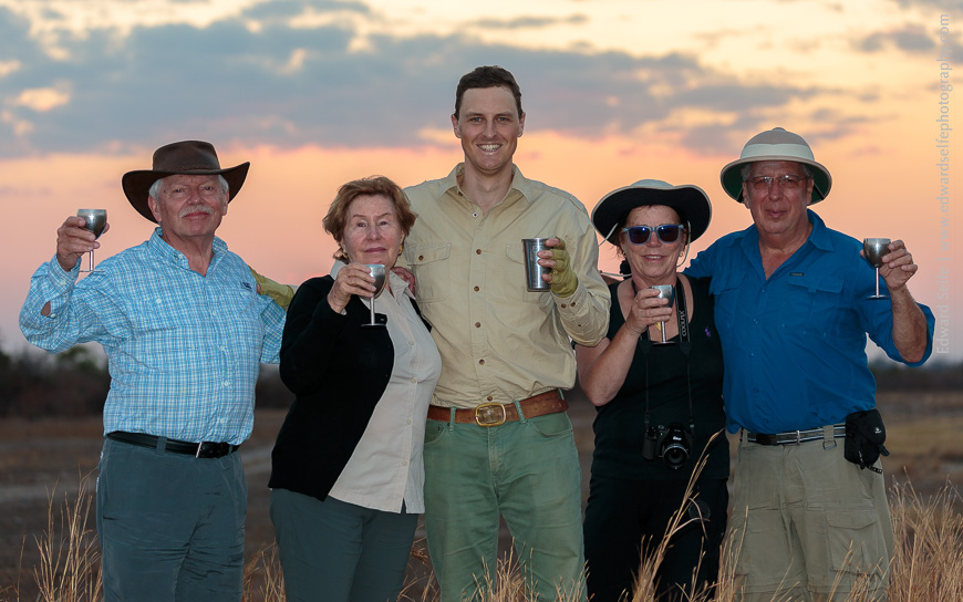 Edward Selfe with his group of Chilean Photographers in South Luangwa National Park.
