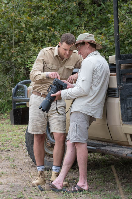 Reviewing camera technique on a photo safari with Edward Selfe in South Luangwa National Park