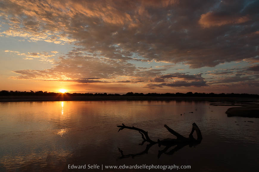 Sunset on photo safari in south luangwa national park.